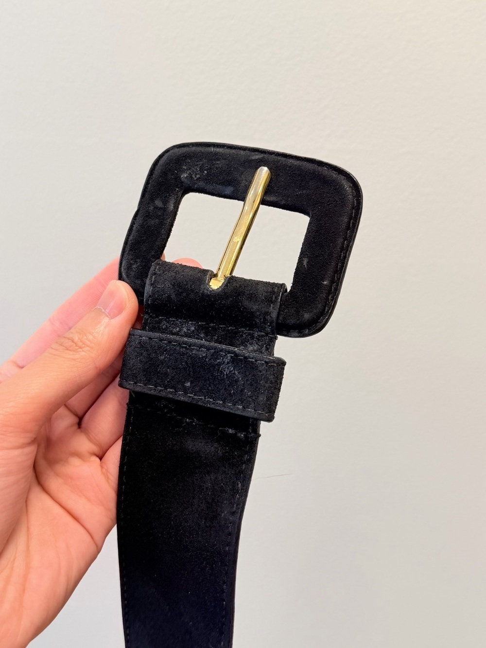 Bally Vintage Women’s Suede Square Buckle Belt - Picture 2 of 5